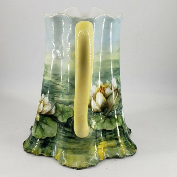 HABSBURG CHINA AUSTRIA HAND PAINTED WATER LILLIES LILLY PORCELAIN PITCHER - Picture 4 of 8